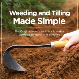 TOOLGATHER Original Homi Hand Hoe - Traditional Handmade Korean Garden Tool for Weeding Digging & Planting with Forged Steel & Chestnut and Acacia Wood Handle