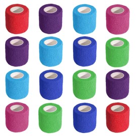 MED PRIDE Self Adhering Roller Bandages, 16 Pack Colored Ace Wraps, Cohesive Elastic Breathable Athletic First Aid (2'' x 5 Yards)