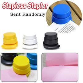 1Pcs Portable Stapleless Stapler, Mini Paper Binding Binder Paperclip 2-5 Sheet Capacity Needleless Staplers for Bills Documents Office Home Kid Safe (Random Color)