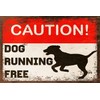 RIFOSA 6"x8" Dog Running Free Warning Retro Metal Sign Gate