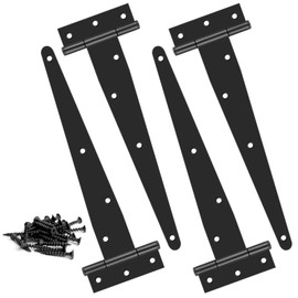 T Hinges, Gate Hinges 10 Inch/250mm Hinges for Wood 4 Pack Shed Door Hinges Heavy Duty Hinges Outdoor Black Tee Hinges for Garden, Shed, Window, Barn Door