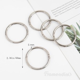 Framendino, 10 Pack 1.5 Inch Spring O Ring Metal Round Carabineer Clip Circle Key Ring Clips for Keychain Buckle Bags, 21495_10_18012024