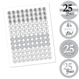 Big Dot of Happiness We Still Do - 25th Wedding Anniversary - Party Round Candy Sticker Favors - Labels Fit Chocolate Candy 1 Sheet of 108)