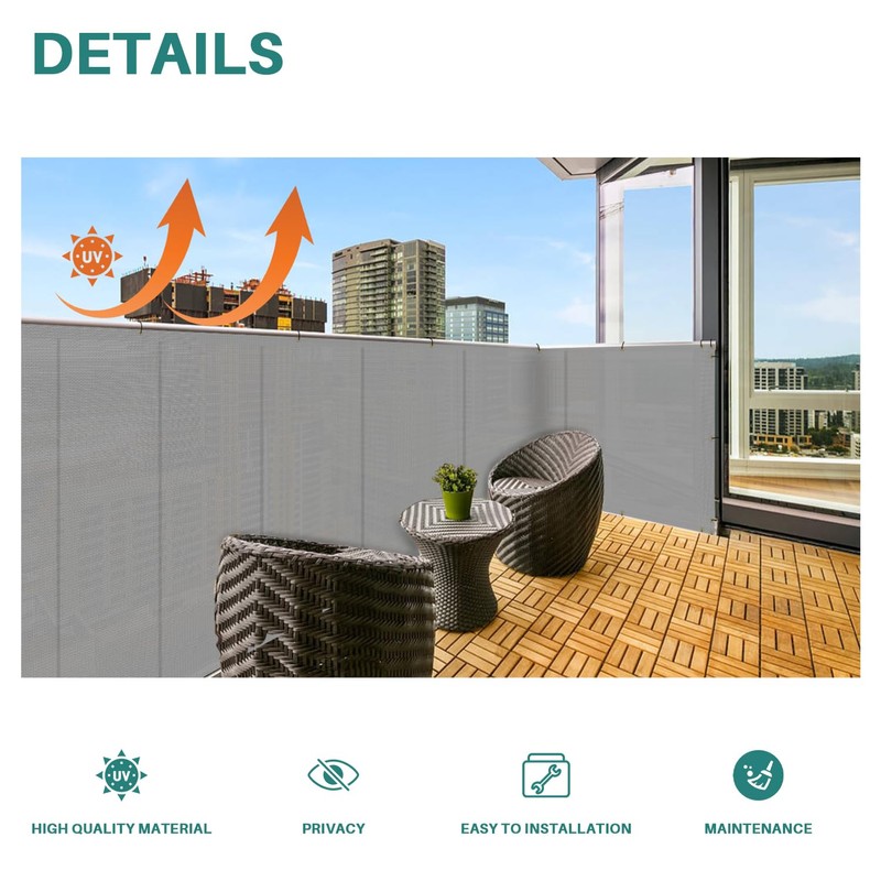 Bynbbur 2.5' x 25' Balcony Privacy Screen Deck Privacy Fence