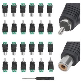 KUOQIY 12 Pairs RCA Adapter Terminal Block Set, RCA Male and Female to AV Screw Terminal Audio/Video Speaker Cable Connector for CCTV Security Camera