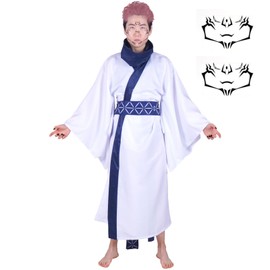 CoolChange Kimono by Ryomen Sukuna Cosplay Costume for Jujutsu Kaisen Fans with Face Tattoo Size: L
