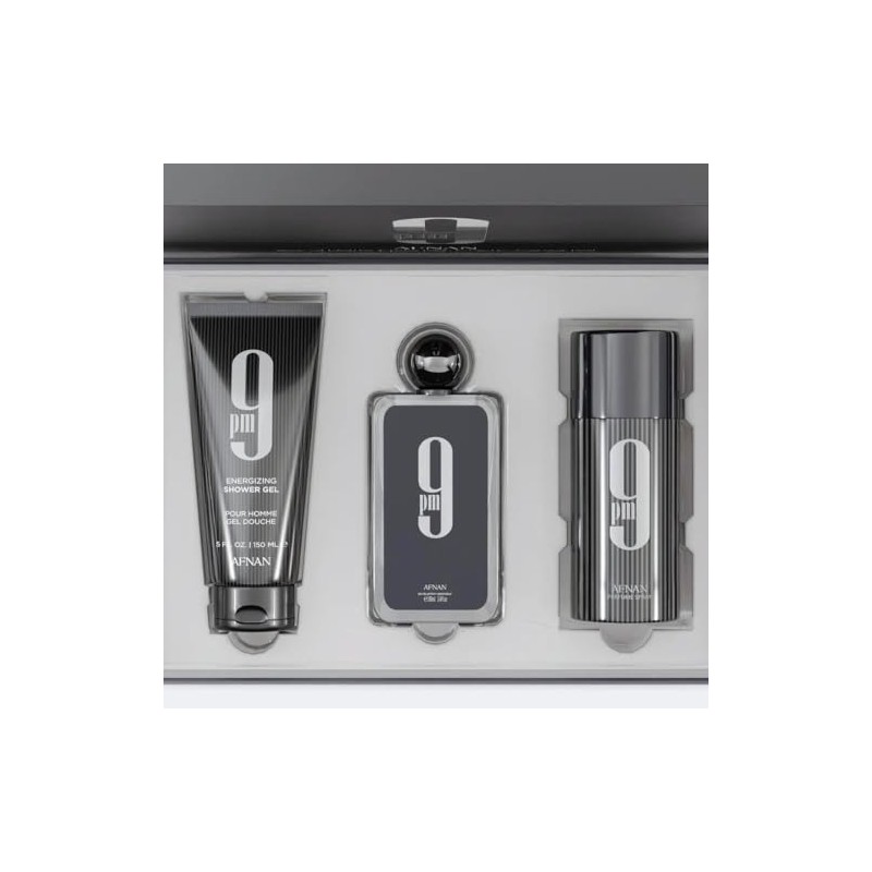 Afnan 9 Pm 3 Piece Set for Men, (3.4 Oz