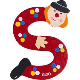 Wooden Letters Name Children's Room Large Decoration for the Door, Funny Clowns, A-Z, Height Approx. 9 cm, Wooden Letter 7361 (S)