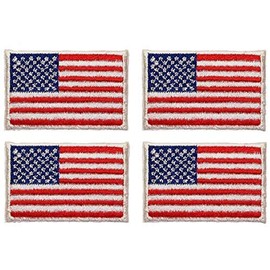 Pack 4 Small US Flag Embroidered Iron on Patch Sew on Patch USA United States of America Flag Patch