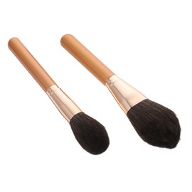 Baluue Practical Makeup Double-ended Blush Powder Brush Wooden Handle Multipurpose for Liquid and Powder Foundation