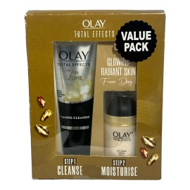 Olay Total Effects 2-Piece Set Glowing Radiant Skin 2 Steps Cleanse & Moisturise