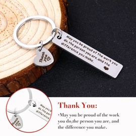 Grevosea 2 Pieces Thank You Gift May You Be Proud Of The Work You Do Keychain Retirement Gifts for Women Men Appreciation Gifts for Employee Teacher Nurse Mothers Day Gifts (Silver)