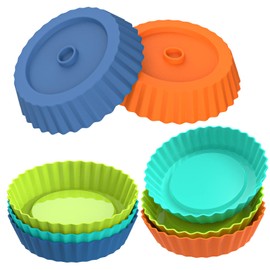 Webake - Molde de silicona para quiche, 8 moldes redondos estriados para hornear de 5 pulgadas, moldes pequeños para pasteles de Maryann para hornear, multicolor