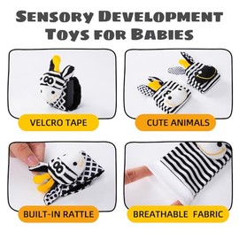 Baby Toys 0-6 Months,High Contrast Baby Toys for Newborn,Black and White Toys,Infant Rattle Socks and Wrist Toy,Newborn Toys 0 3 Months Brain Developm