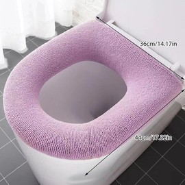 Toilet Seat Cover, O Shape, Toilet Seat Cushion, Thick, Warm, Thick Weave, Toilet Seat Cushion, Toilet Mat with Zipper, Cat Design, Embroidered Toilet Seat Cushion, Winter, Cold Protection, Fassi,