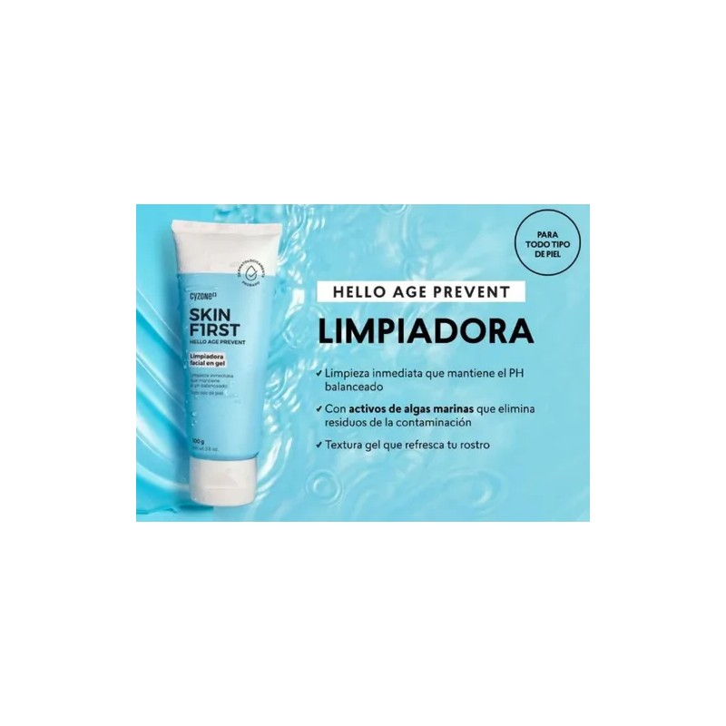 2 Limpiadora Facial Gel Skin First Cyzone Lbel