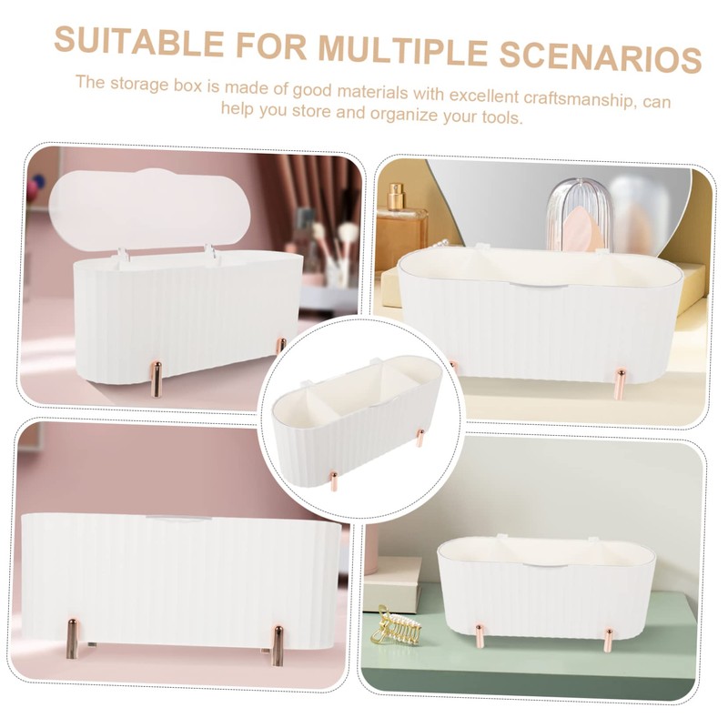 GLEAVI Compartment Cotton Pad Box Lidded Storage Organizer for Bathroom