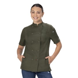 Chef Works Women's Mojave Short Sleeve Chef Coat, Olive, 2X-Large