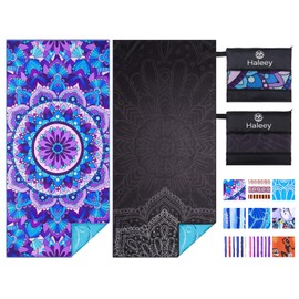 Haleey 2 Pack Microfibre Lightweight Beach Towel 180x80cm Oversized Extra Large Thin Sand Free Towels Travel Swim Pool Yoga Gym Camping for Adults Women Men Beach Essentials Accessories Vacation Gift