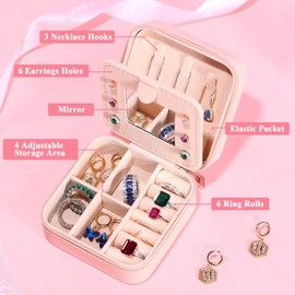 TINGN Christmas Gifts for Teenage Girls -Travel Jewellery Case, Travel Jewellery Organiser, Mini Jewellery Box, Travel Jewellery Box,18th Birthday Gifts for Girls, Jewellery Box A