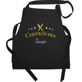 Geschenk mit Namen personalisiert by Shirtracer - Apron - Cooking Apron Women - Chef with Name, 1 black