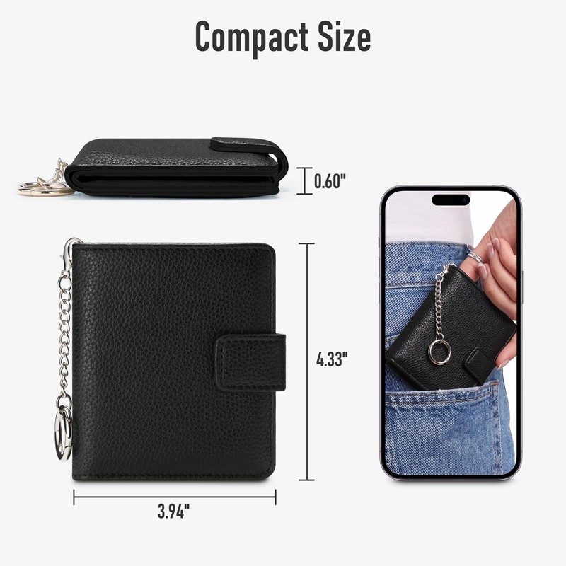 Mayski Small RFID Wallet for Women with Keychain Compact Credit