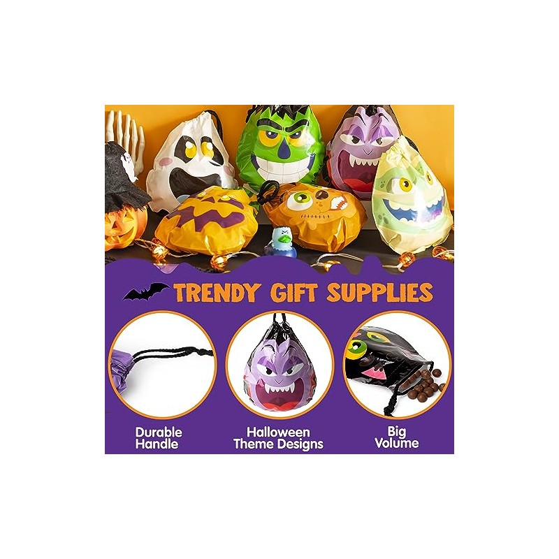 JOYIN - 60 bolsas de regalo con cordón de Halloween,