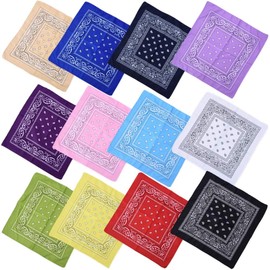 Oupur Bandana, 12 Colors, Set of 12, Large, Running, Marathon, Walking, Triangular Hanky, Scarf, Bento Wrap, Lunch Cloth, Furoshiki Alternative, Square, 21.7 x 21.7 inches (55 x 55 cm) (Paisley