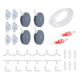37 Pcs Aquarium Air Pump Accessories with 4M Standard Aquarium Air Hose,Connectors, Check Valves, Oxygen Stones,Air Stone Cylinder,Aquarium Suction Cup Clips