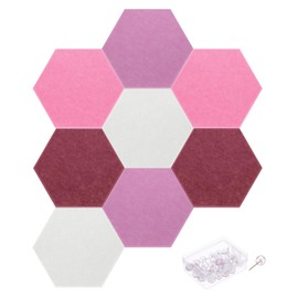 MECCANIXITY Hexagon Acoustic Panels 30x26cm B1 Fireproof Soundproof Foam Panels with 30 Push Pins for Wall Decoration Home Studio Office(White, Peach Red, Rose Red, Purplish Red)