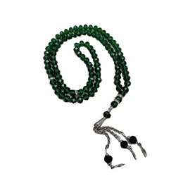 Shoes Lane® Tasbih Tazbeeh 99 Crystals Islamic Rosary Beads for Zikr and Dua (Dark Green)