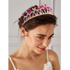 Campsis Crystal Queen Crown Rhinestne Bridal Tiaras Pink Flower Princess