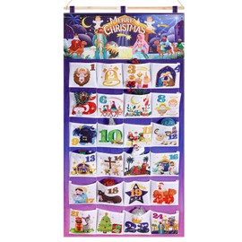 HOWAF Nativity Advent Calendar, Fabric Christmas Advent Calendar (Countdown to Christmas), Religious Advent Calendar for Xmas Holiday Home Wall Decoration,24 Days Mystery Christmas Countdown Calendar with 24 Pockets