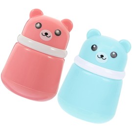 Kit para bebé recién nacido con 2 botes de talco en forma de oso, envase portátil con puff, almacenamiento seguro para polvo sin dispersión           