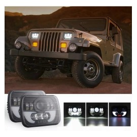 Par Faro Led Cuadrado 5x7 Hi/lo Haz Drl Nissan Jeep Cherokee