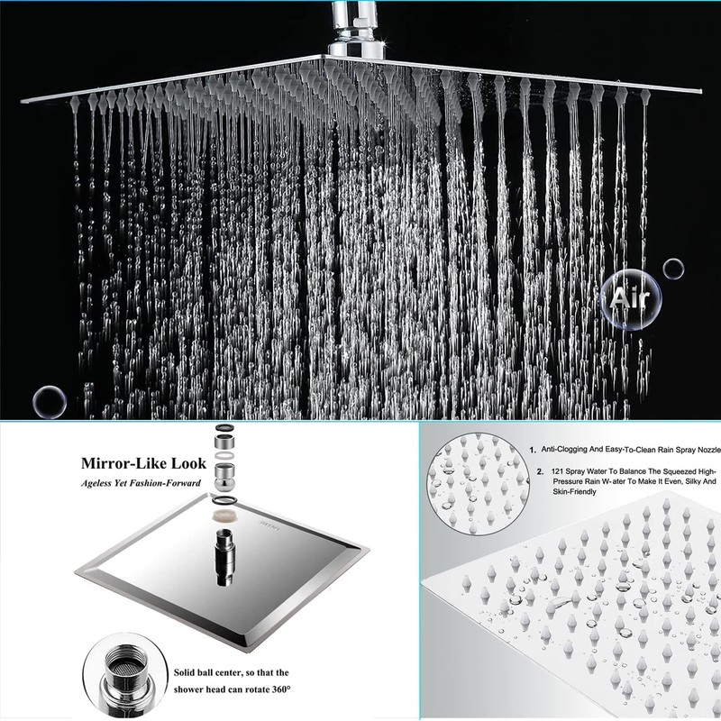 Rain shower heads with Handheld Spray Combo,8''High Pressure Rainfall Shower