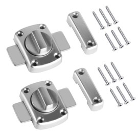 Rotate Bolt Latch Door Latches, 2 PcsDoor Bolts for Internal Doors, Anti Theft Protection Rotate Bolt Latch Lock for Bathroom Window Cupboard Cabinet Door Latches(Silver), with Screws