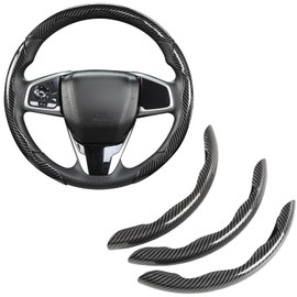 GIANT PANDA Carbon Fibre Pattern 3 Piece Steering Wheel Cover - Universal Fit for Round and D Shaped Steering Wheels, Non-Slip, Grey