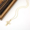 HZMAN Natural Pearl Shell Cross Necklace for Women Dainty 14K