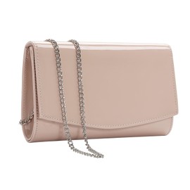 WALLYN'S Women Patent Leather Wallets Fashion Clutch Purses, Evening Bag Handbag Solid Color, Blush Pink