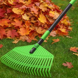 Plastic Leaf Rake - Upgraded Anti-Break Nylon Head,65" Adjustable Outdoor Yard Rakes for Leaves,Grass,Pine Needle,Mulch,Gentle On Lawn Garden - Lightweight for Women,Seniors & Kids,Childs