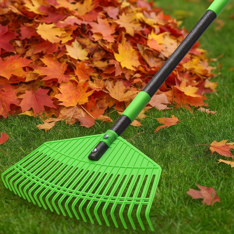 Plastic Leaf Rake - Upgraded Anti-Break Nylon Head,65" Adjustable Outdoor