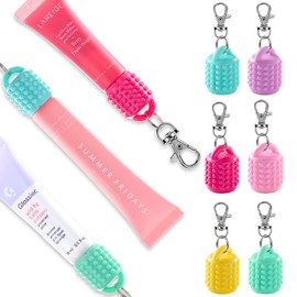 Keychain Cap Holder for Laneige, Summer Friday, Glossier, Lip Balm Keychain for Women,Replacement Cap with Stopper prevent Loss&Spills