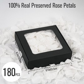 Rosaura Real Preserved Rose Petals 50g(1.75oz) for Wedding Decor, Romantic Nights - Includes Bonus Lucky Surprise Pack! (White)