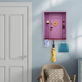 Friends Monica's Key Holder for Wall with 6 Hooks, Wooden Cute Door Frame Keyring, Key Holder with Shelf for Entrance, Bathroom, Living Room, Office, Front Door, Hallway, Bedroom, TV Show