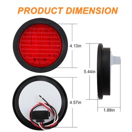10Pcs 4 Inch Round LED Trailer Tail Lights Kit - 4 Round Led Stop Turn Brake Tail Trailer Back-up Reverse Lights 40 LED w/Lights Grommet 3-Prong Wire Pigtails for Truck Trailer RV(8 Red + 2 White)