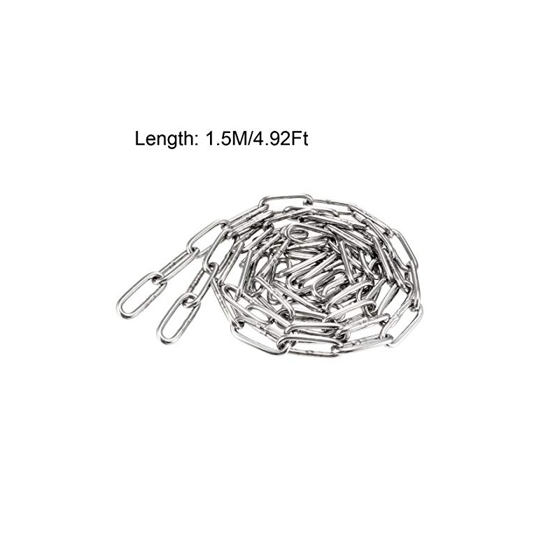sourcing map Stainless Steel 304 Hardened Proof Coil Chain 1.5m