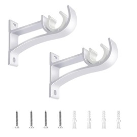 2Pcs Adjustable Curtain Pole Brackets with Screws - Sturdy Aluminum, Fits 28mm-32mm Rods, Easy Installation, Ideal for Home & Office Window Treatments