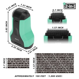 Miseyo 2 in 1 Identity Theft Protection Roller Stamps, Wide & Narrow Confidential Stamp Roller for Privacy Security Protection - Mint Green