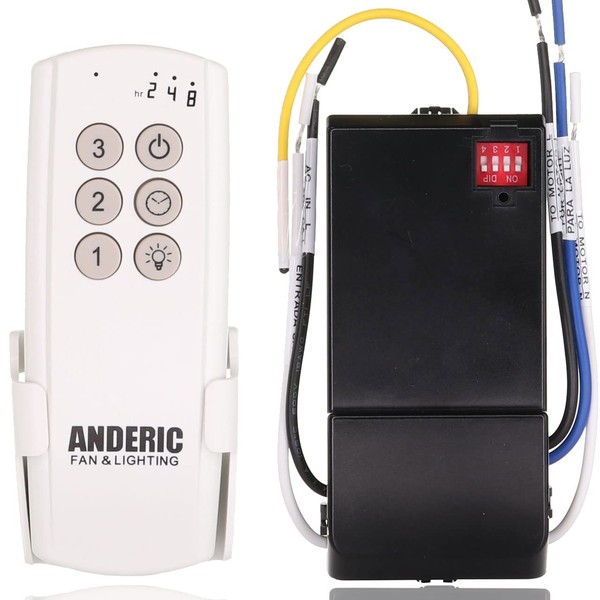 Anderic Ceiling Fan Remote Control Kit Universal for 3-Speed Fans with Fan Timer and Light Control 3-Speeds, Compact Receiver 63T-AC83T-KIT